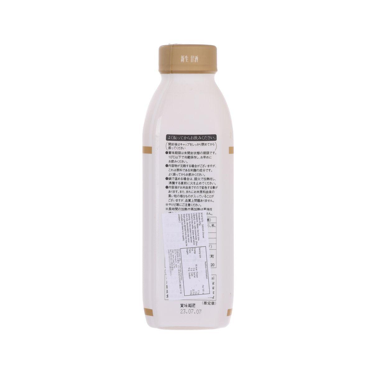 Amazake bottle with back label, barcode, and nutrition table