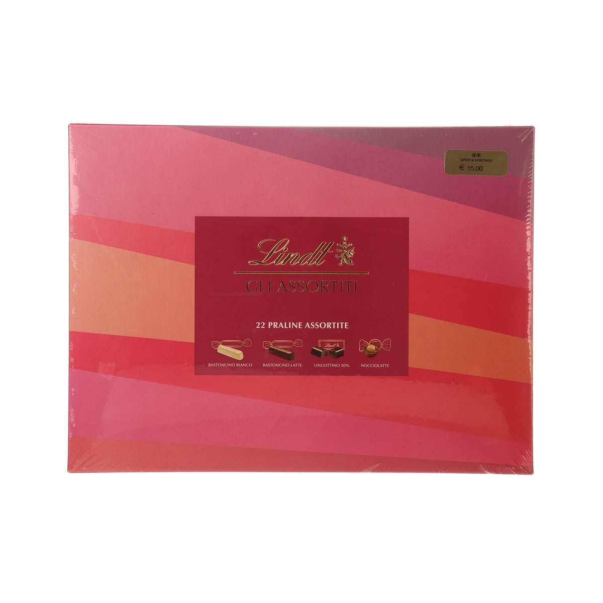 LINDT assorted chocolate pralines gift box, red and pink design