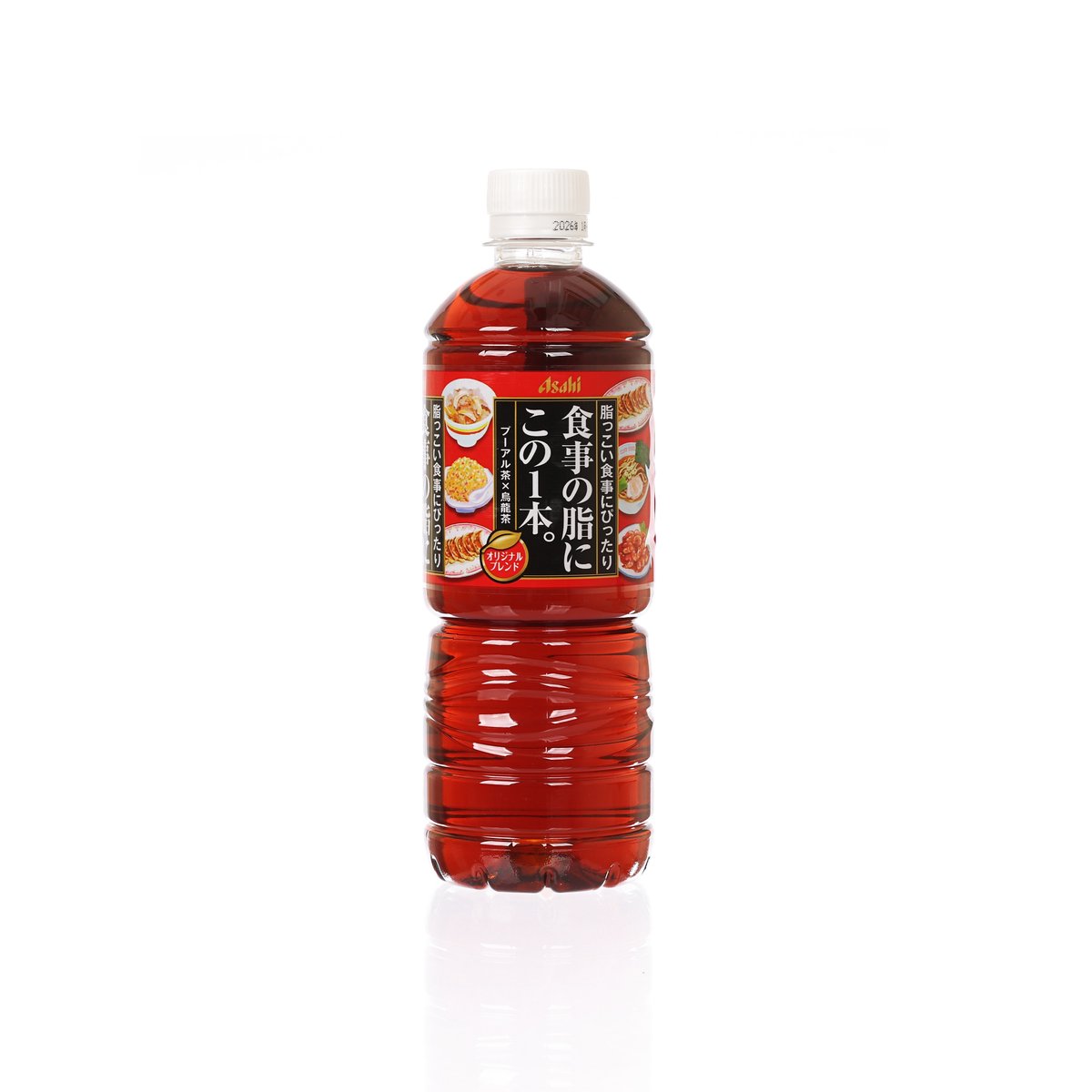 ASAHI oolong tea drink in 600 mL PET bottle, red label front