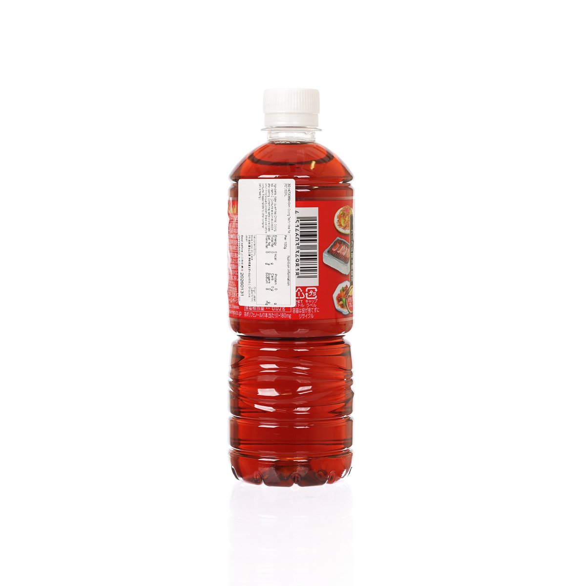 ASAHI oolong tea drink 600 mL PET bottle, barcode and nutrition back label