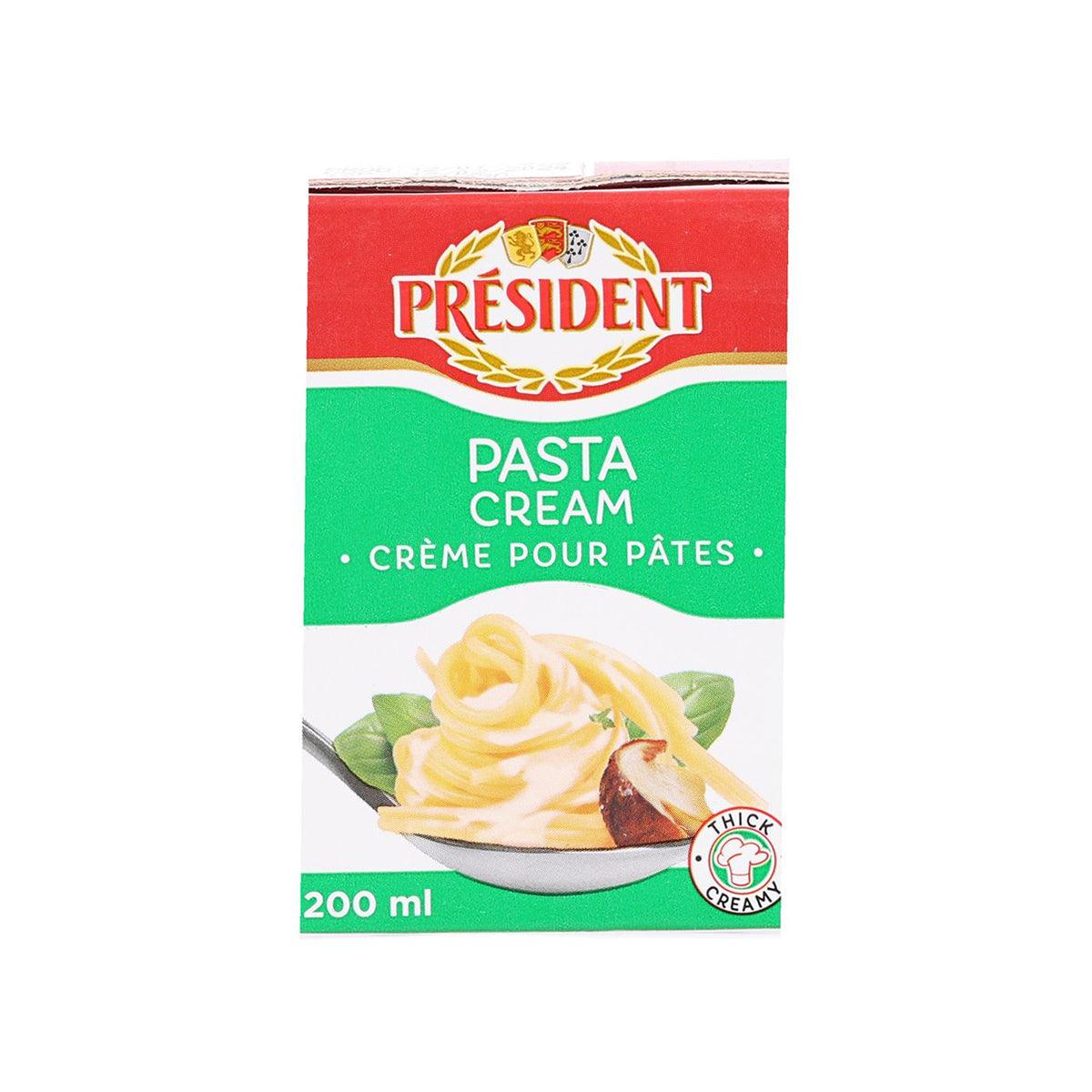 PRESIDENT pasta cream 200 mL carton with red and green label