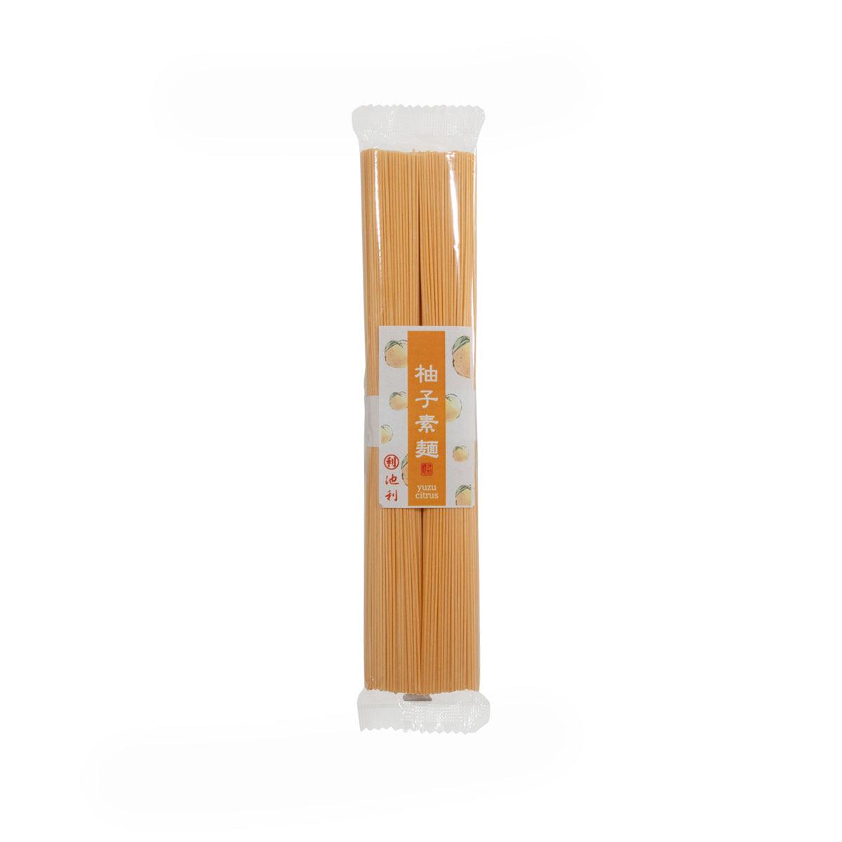 Handmade soumen noodle package with yuzu citrus flavor, 100g, front view