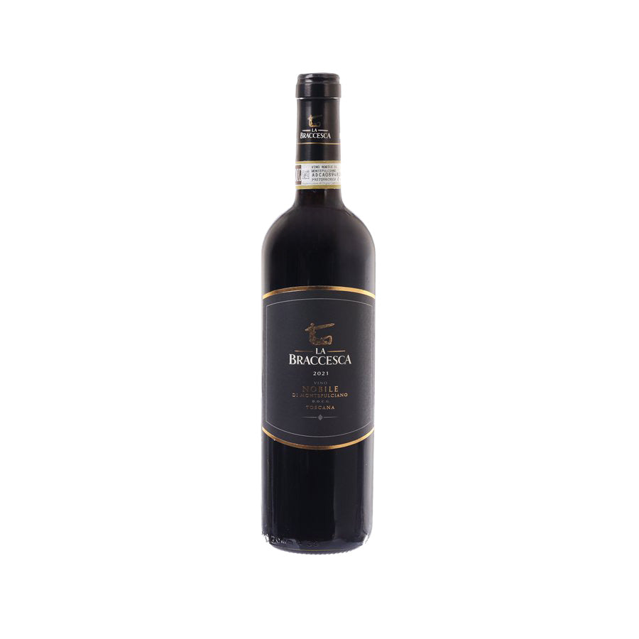 LA BRACCESCA red wine bottle, dark glass, front label and foil cap
