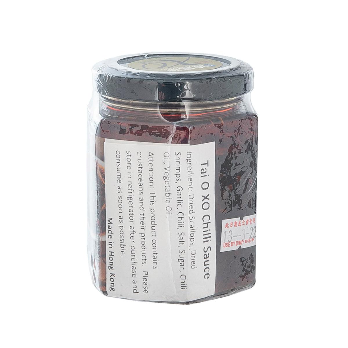 Tai O XO chili sauce jar with back ingredient and use label
