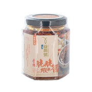 Crunchy shrimp chili sauce jar with clear plastic wrap and red label, 180g