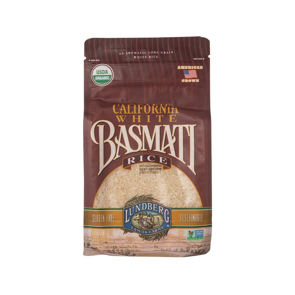 Organic California white basmati rice pouch, LUNDBERG, front label