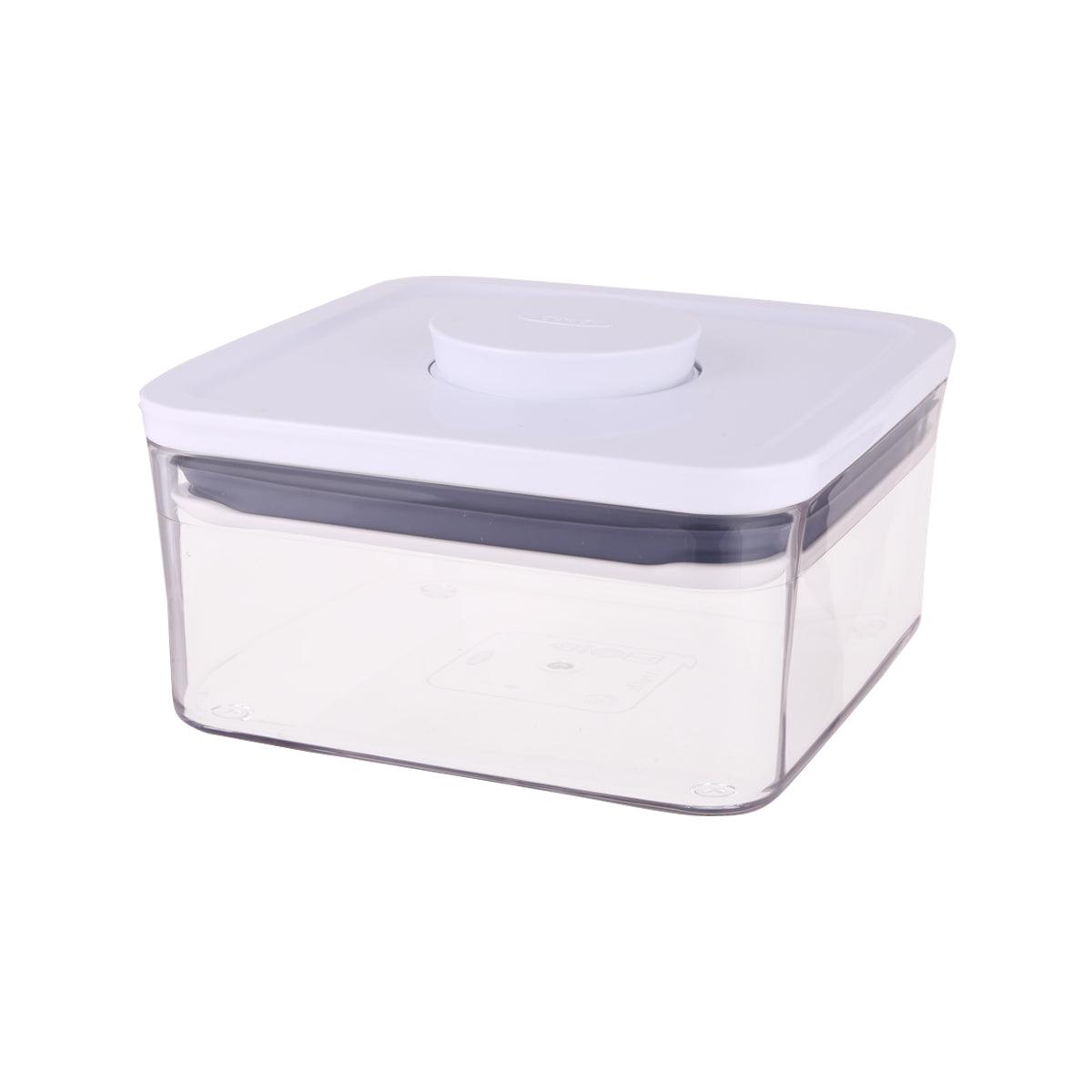 OXO Pop square storage container with clear sides and white latch lid