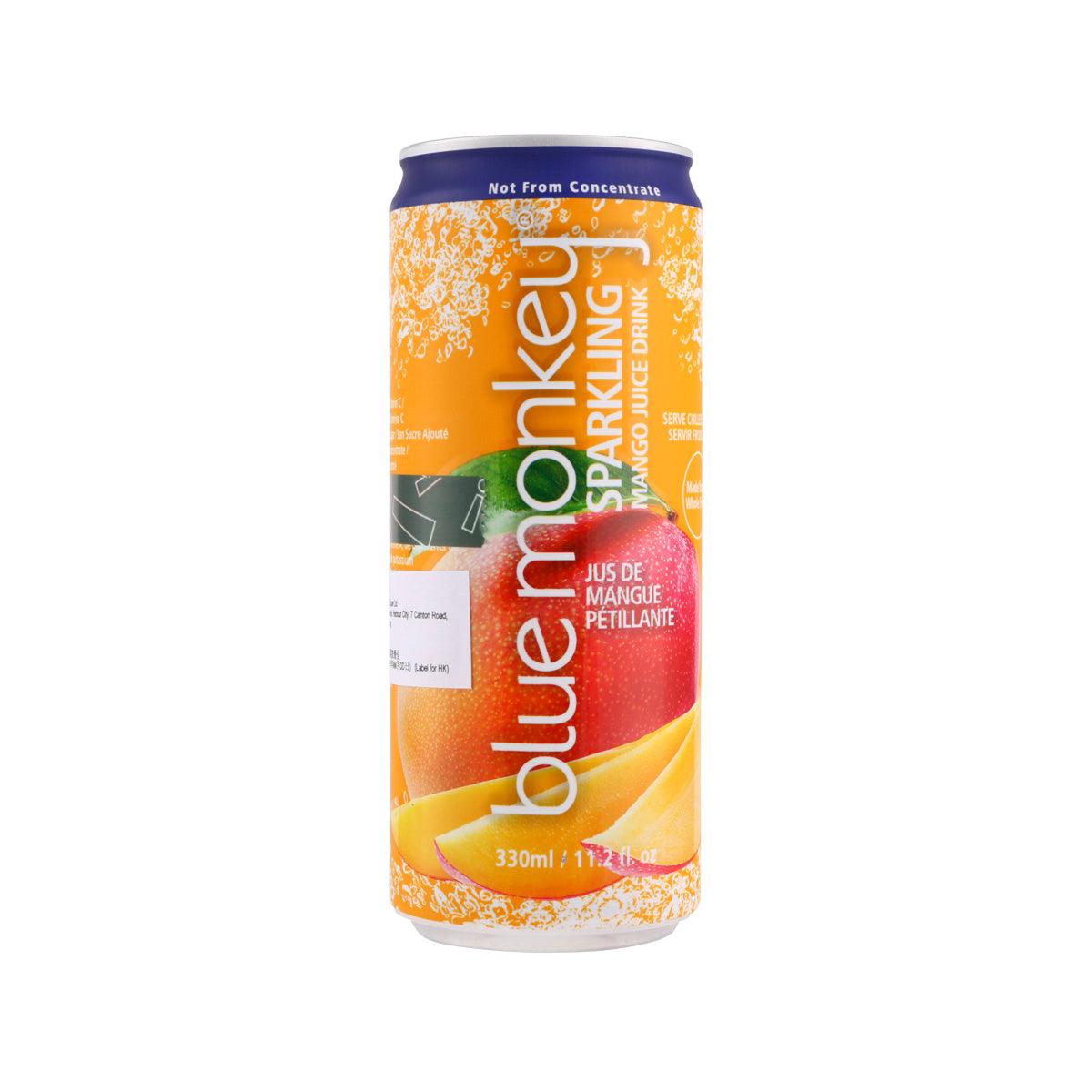 330 mL mango sparkling juice drink can, orange label with blue cap