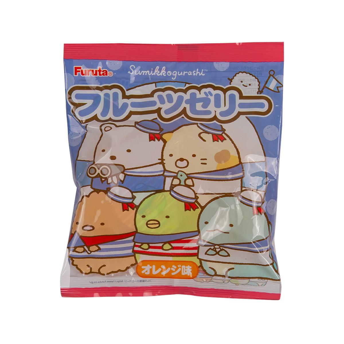 Orange fruit jelly pouch with Sumikkogurashi character print, 88g