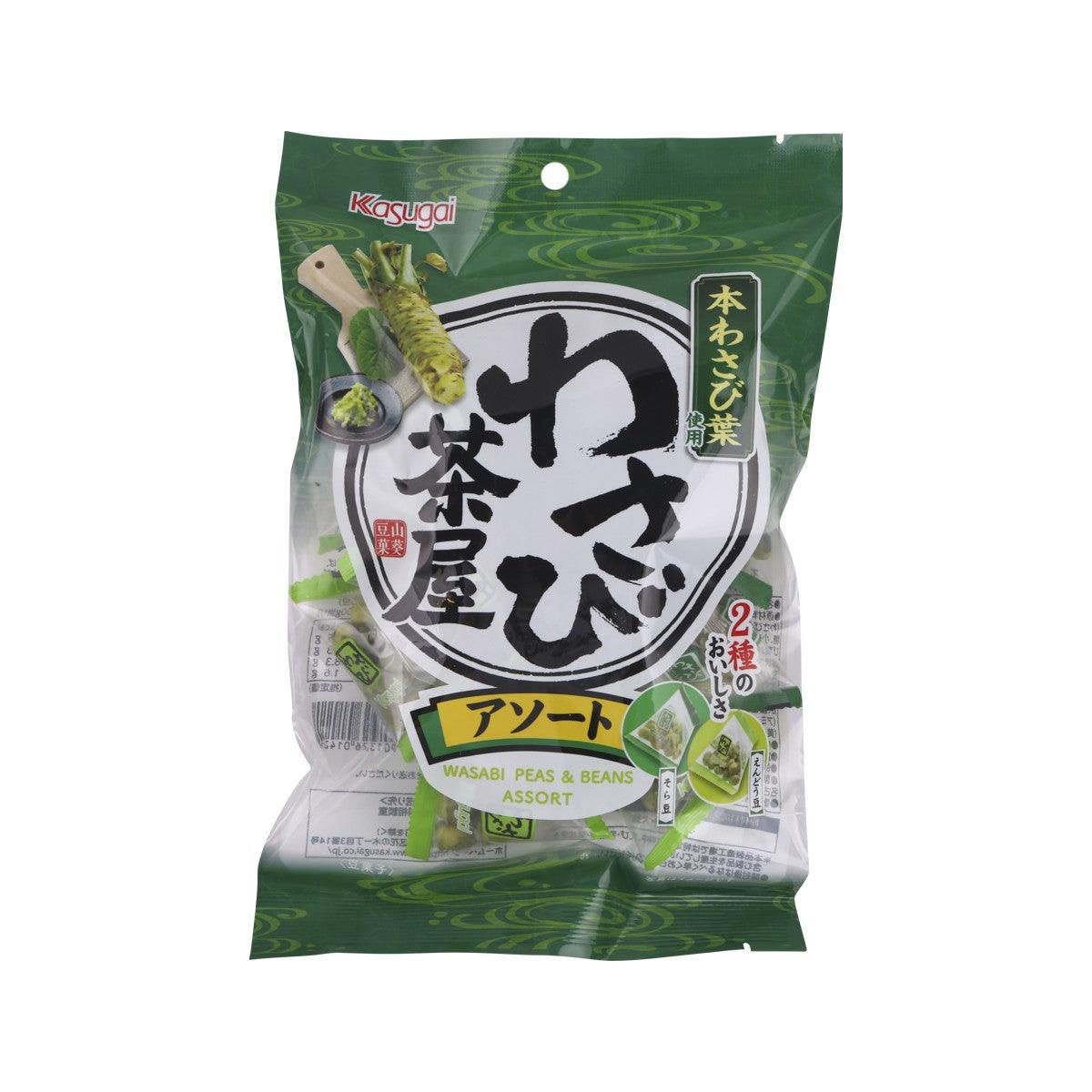 KASUGAI wasabi peas and beans pouch, green bag with front label