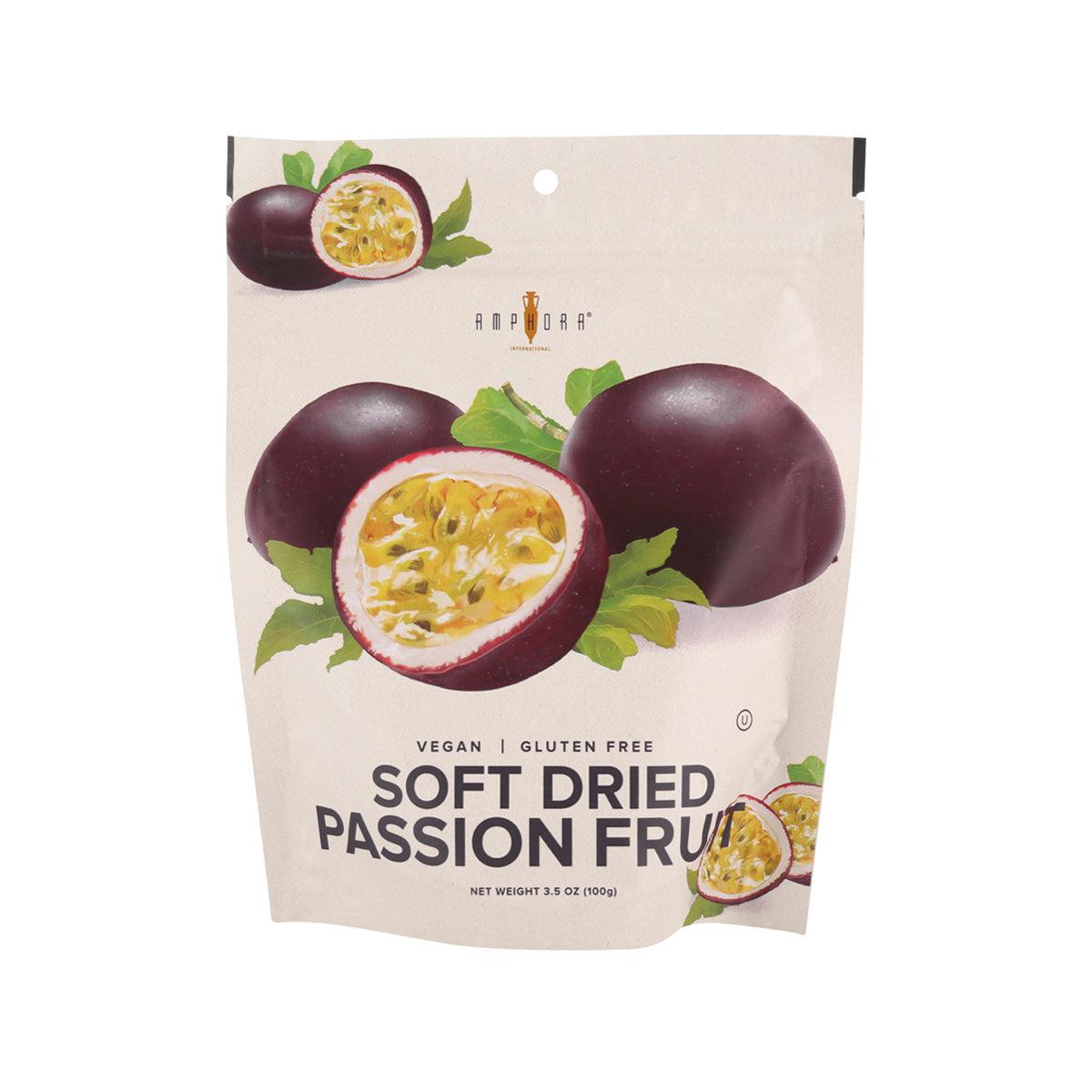 AMPHORA soft dried passion fruit pouch with passion fruit halves, 100g