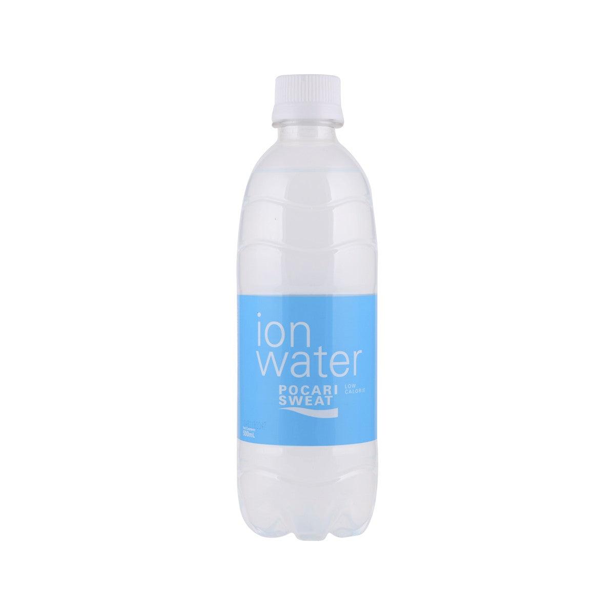 POCARI ion water PET bottle, 500 mL, blue label, white cap, front view
