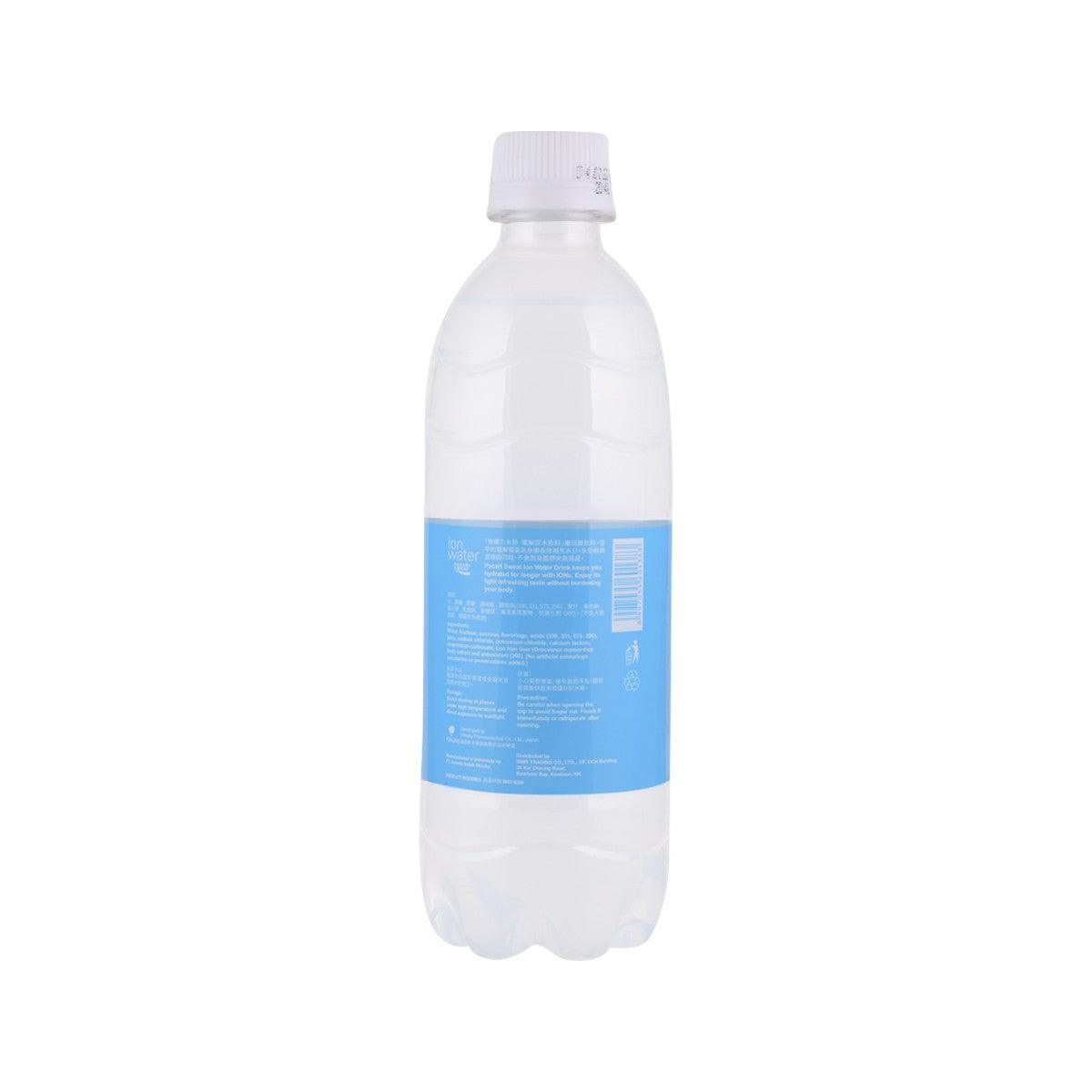 POCARI ion water PET bottle, 500 mL, back label with blue info panel