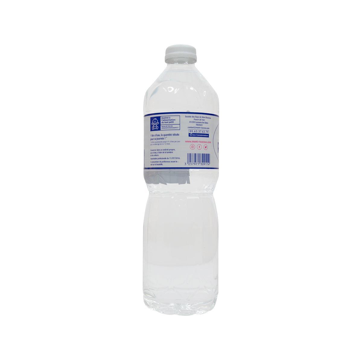 Natural mineral water bottle 1L with back label and barcode