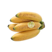 Colombian baby bananas, three yellow fruit with brown speckles, 600g