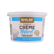 Triple cream plain yogurt tub, 500g; white plastic container with AVALON label