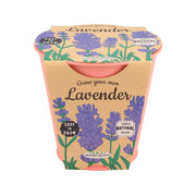 Lavender zinc pot planter with purple flower artwork