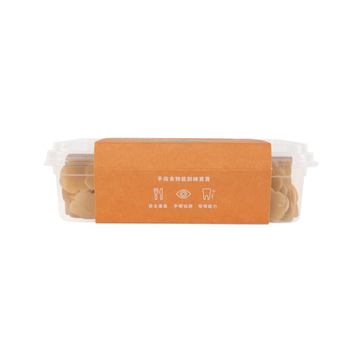 Sweet potato star noodles in clear plastic tray with orange back label