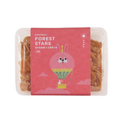 Carrot star-shaped noodles in clear plastic container with red branded label