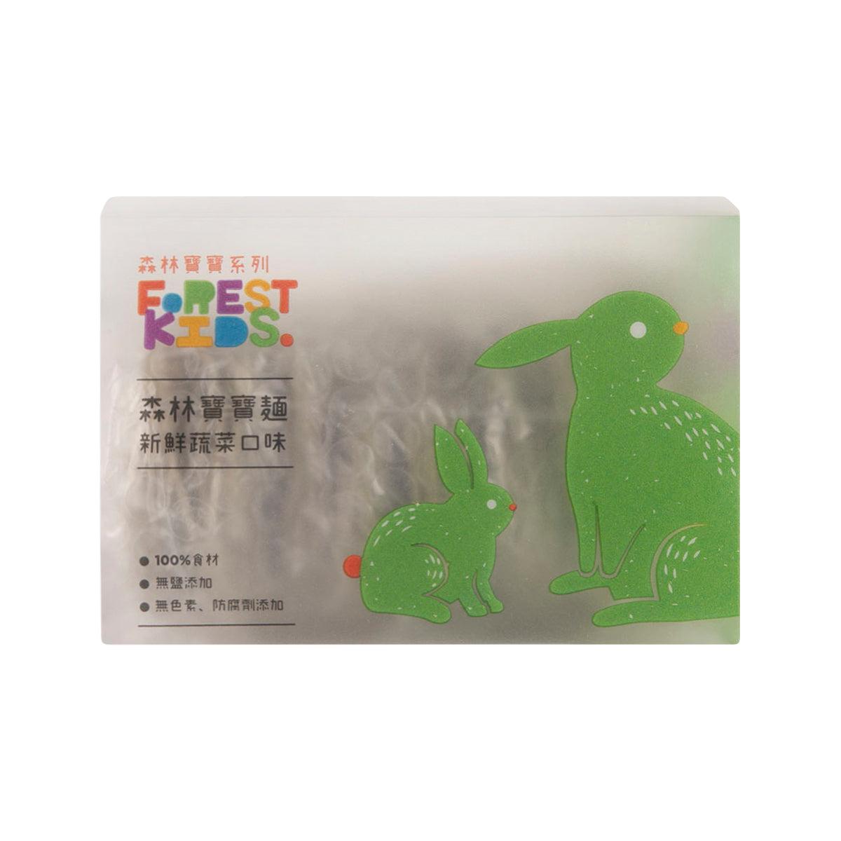 Vegetable kids noodles box with green rabbit graphics, FOREST NOODLE 310g