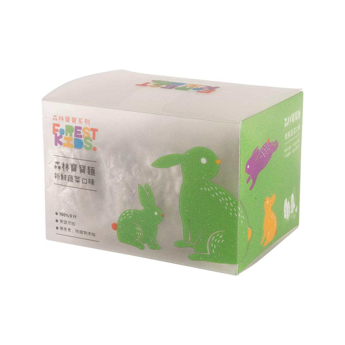 Vegetable kids noodles box side with multicolor animal prints, FOREST NOODLE 310g