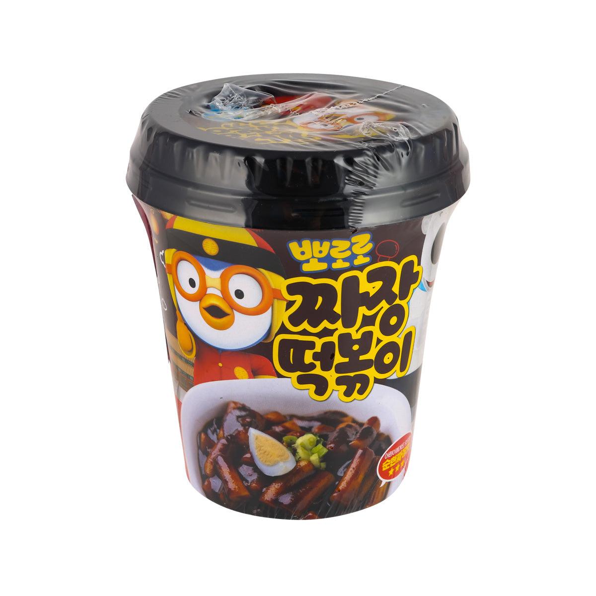 Instant jjajang tteokbokki cup with Pororo character graphic, 110 g