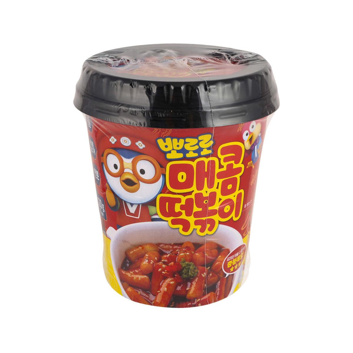 Spicy tteokbokki ramen cup with Pororo character on front label (120g)