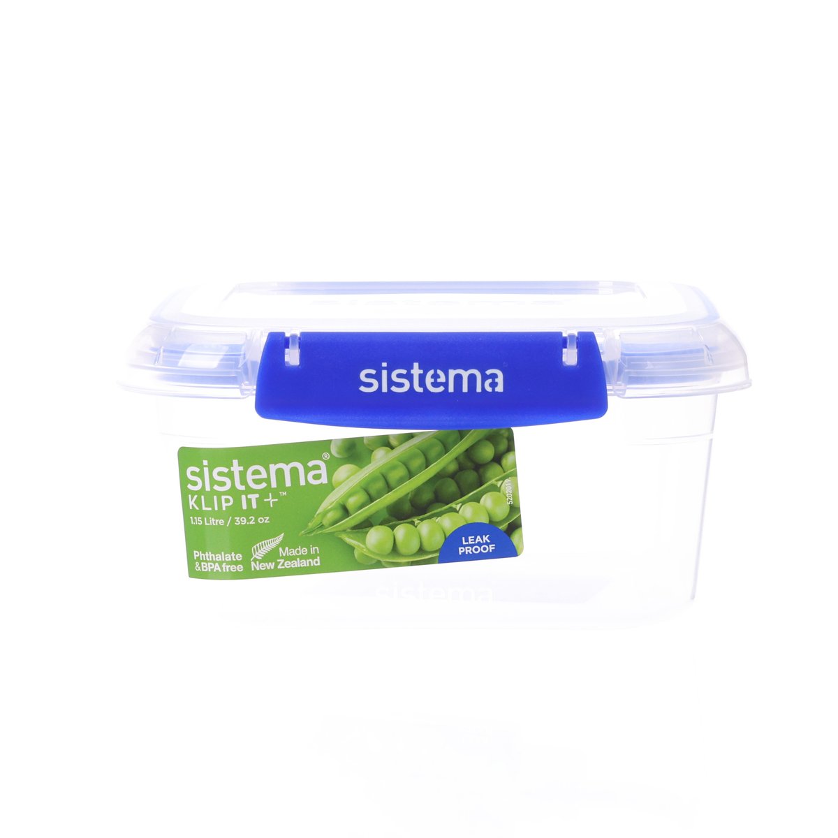 Blue square plastic food container with clip-lock lid, 1.15L