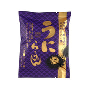 Sea urchin ramen soup sachet, purple front with gold lettering and urchin illustration
