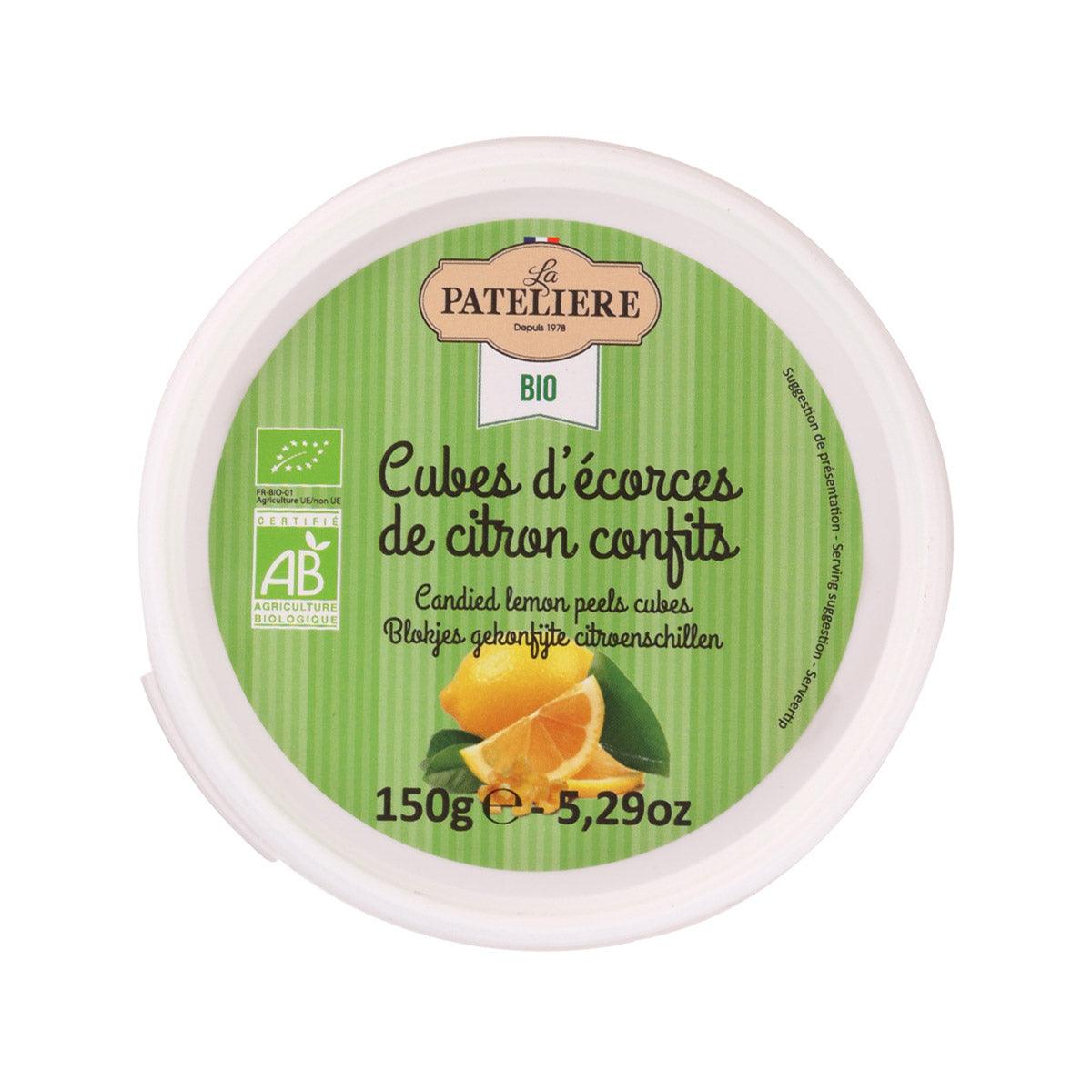 Jar lid with organic candied lemon peel cubes, 150 g