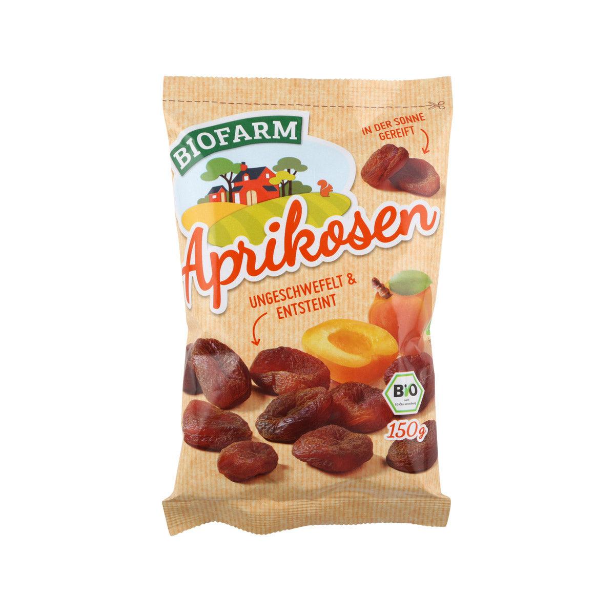 Apricot dried fruit snack bag, 150 g, with apricots shown on package