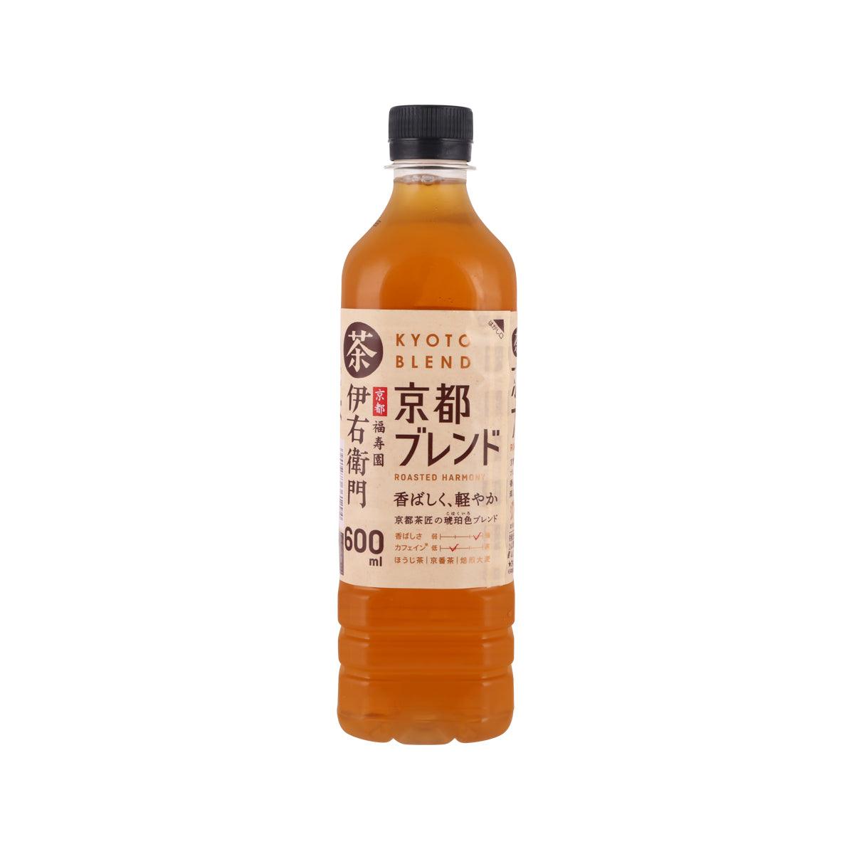 600 mL PET bottle of Kyoto blend tea, amber drink, front label