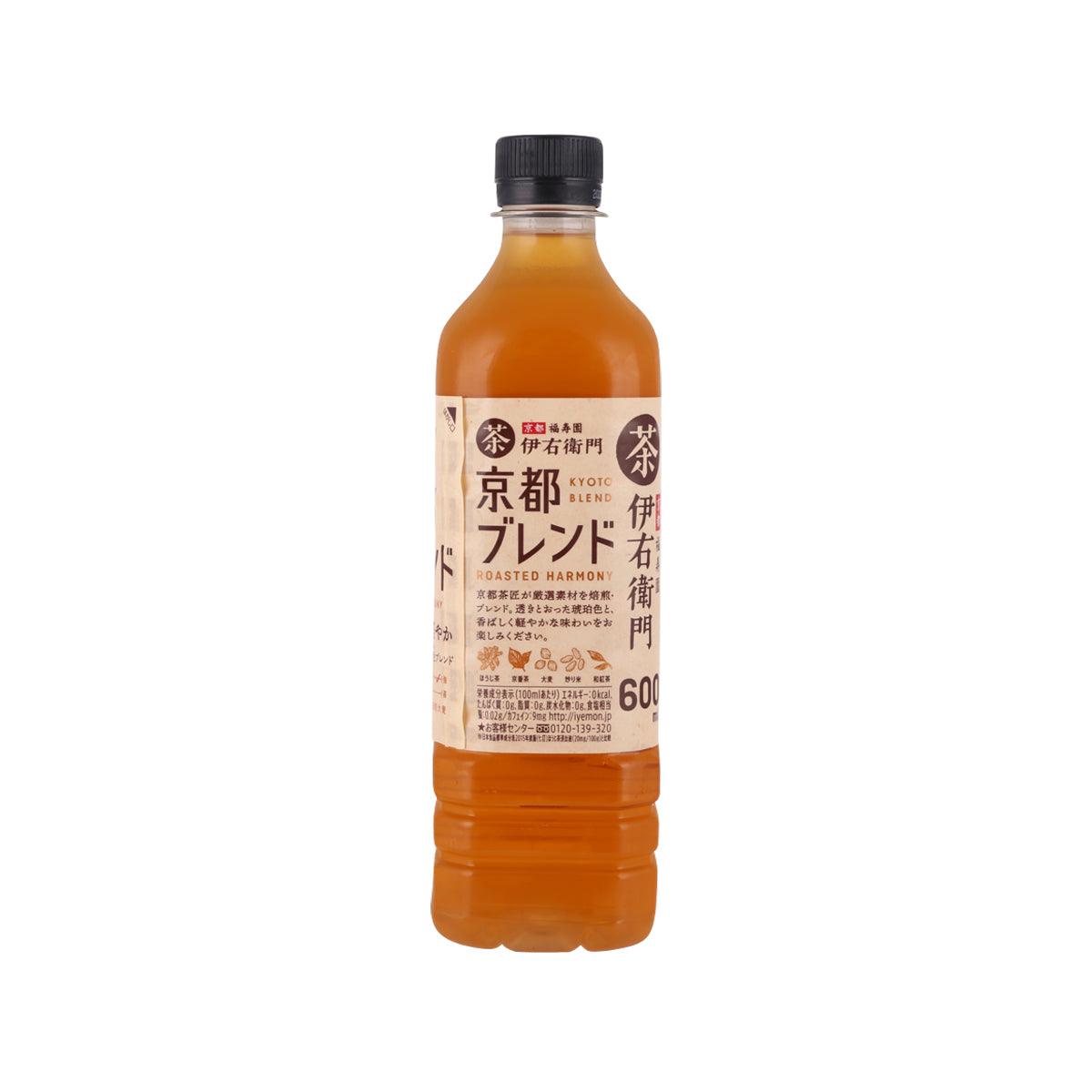 600 mL PET bottle of Kyoto blend tea, back label text, amber drink