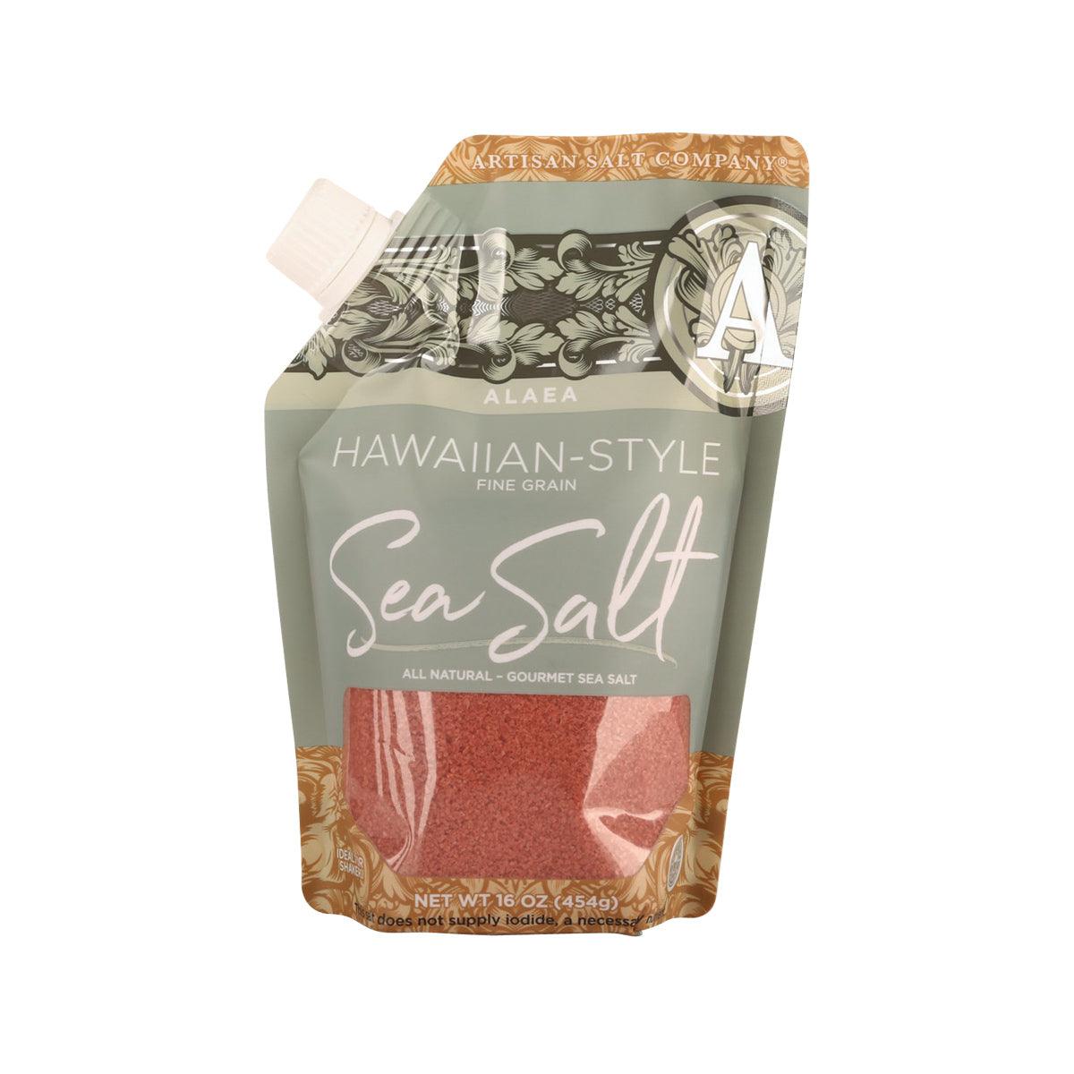 Hawaiian-style fine grain red sea salt pouch, 454 g, with pour spout