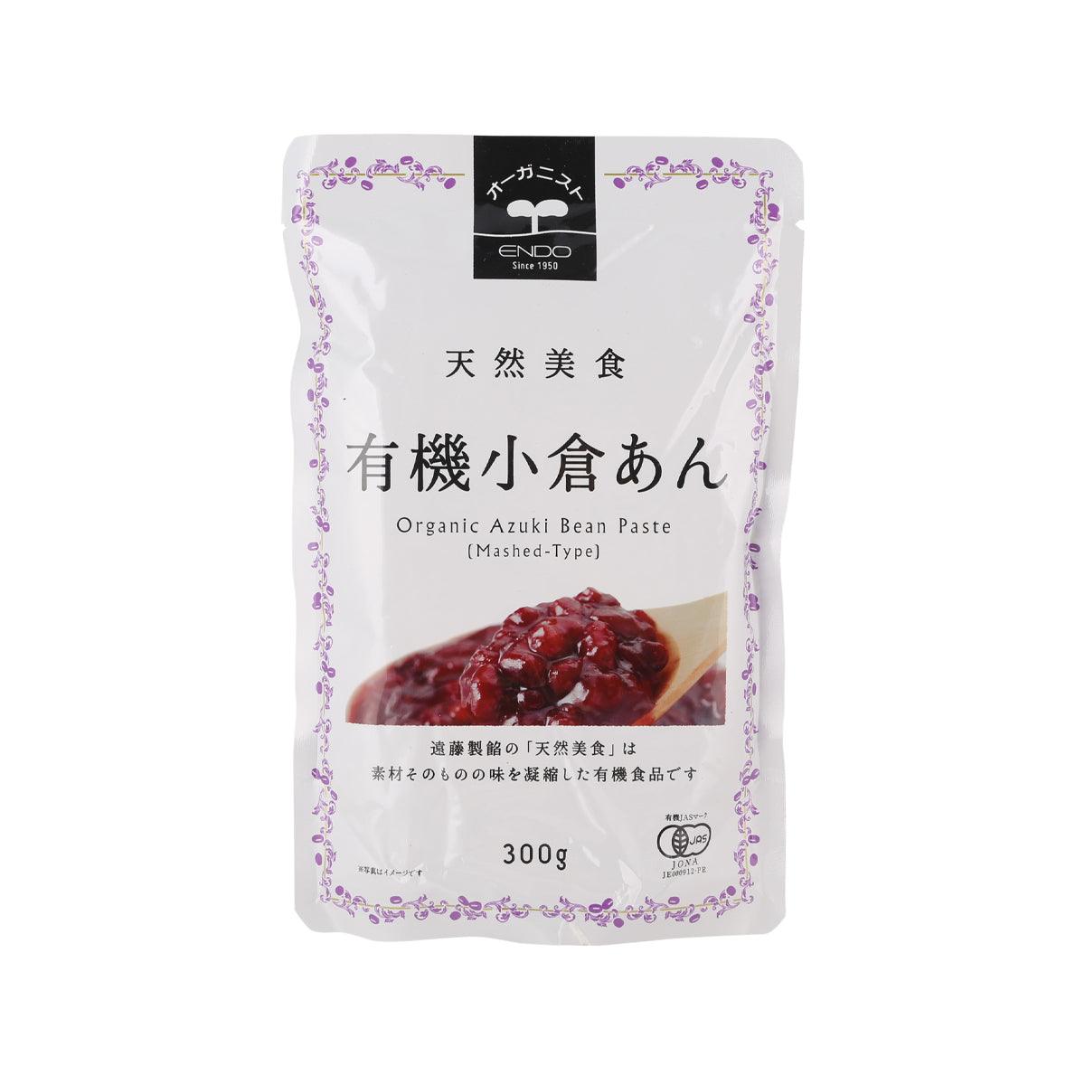 Organic azuki bean paste pouch, mashed type, 300g, white with purple trim