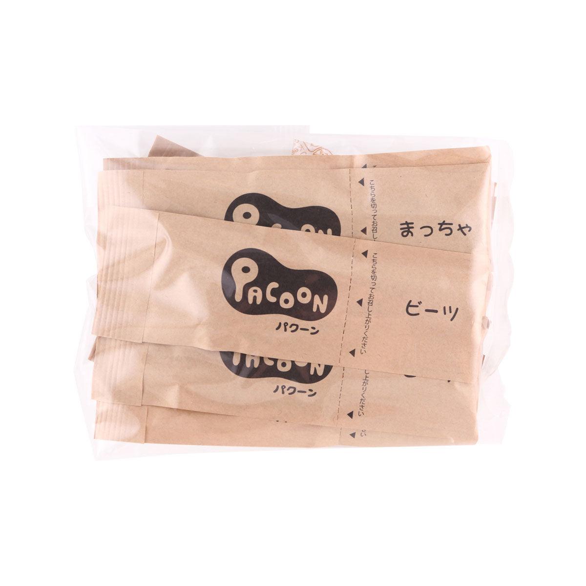 Assorted edible spoon sachets with Pacoon logo and Japanese text