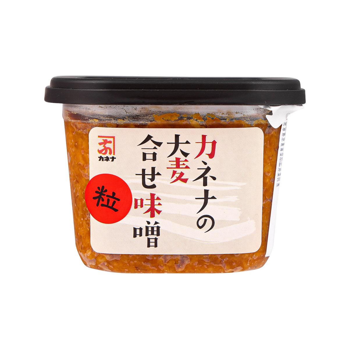 NAGATOMO barley miso paste in jar with black lid and Japanese label