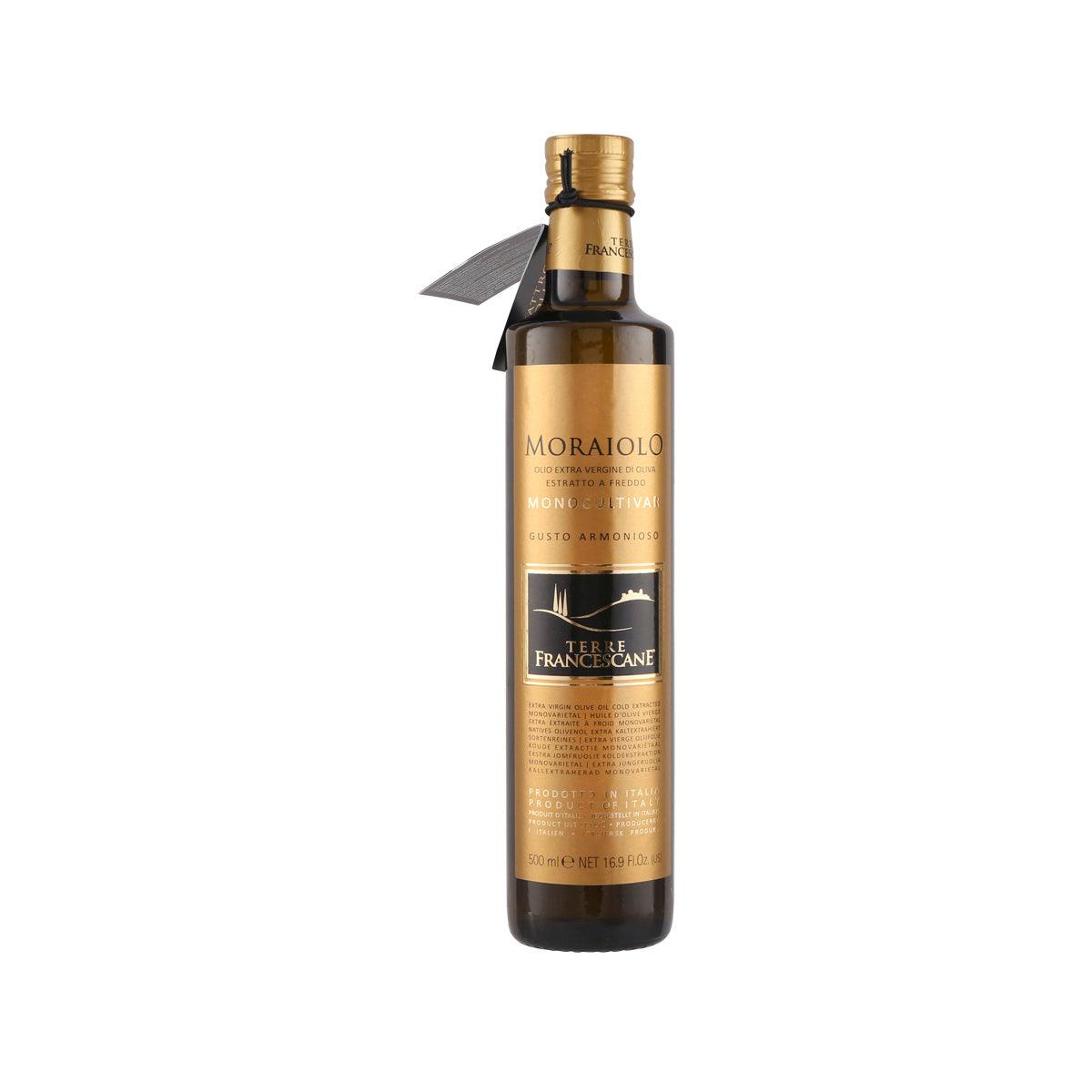 TERRE FRANCESCANE Moraiolo extra virgin olive oil bottle, 500 mL