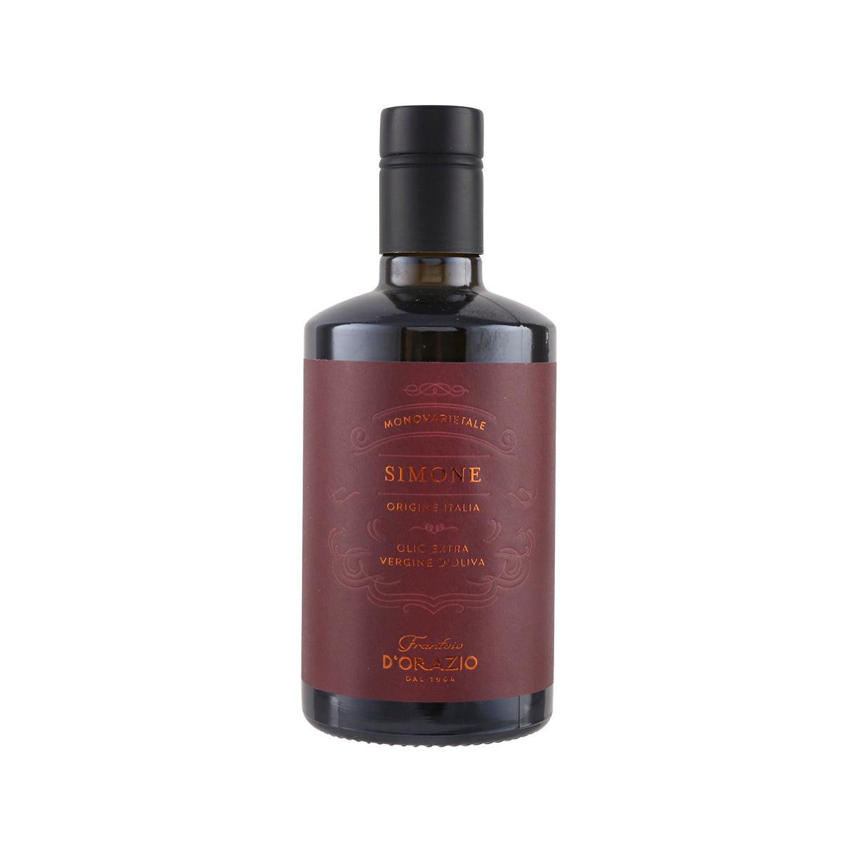 500 mL extra virgin olive oil bottle with dark glass and burgundy label