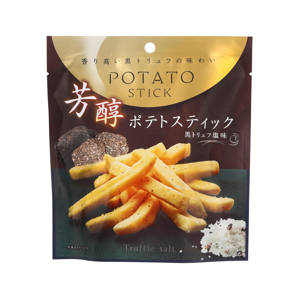 Potato stick snack bag with truffle salt flavor; shows yellow fries and dark truffles