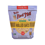 BOB'S Red Mill gluten-free organic old fashioned rolled oats bag, front label