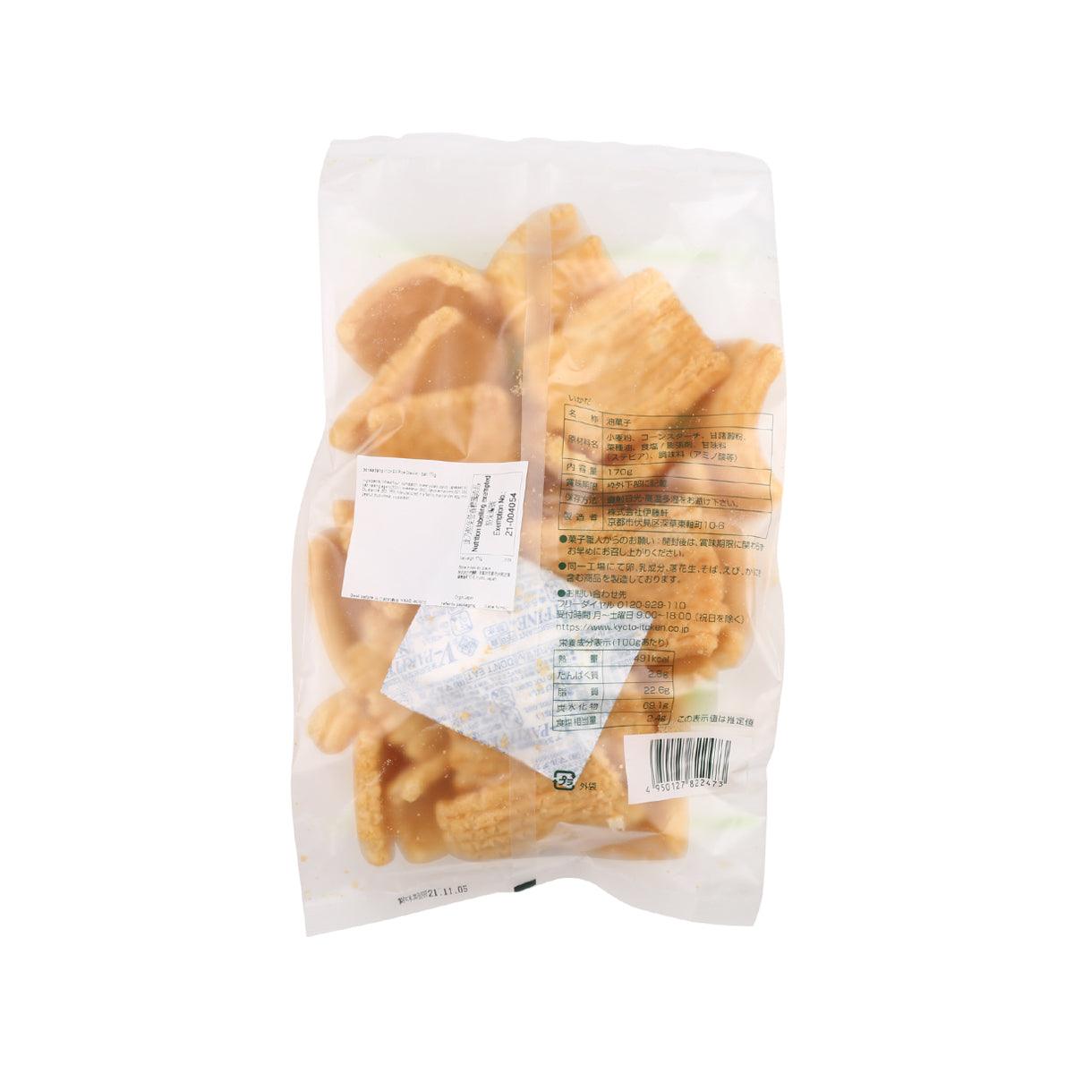 ITOKEN rice cracker bag with salt-flavored crisp crackers visible through pack