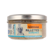 Glass jar of La Sablaise sardine rillettes, 135g, with metal lid