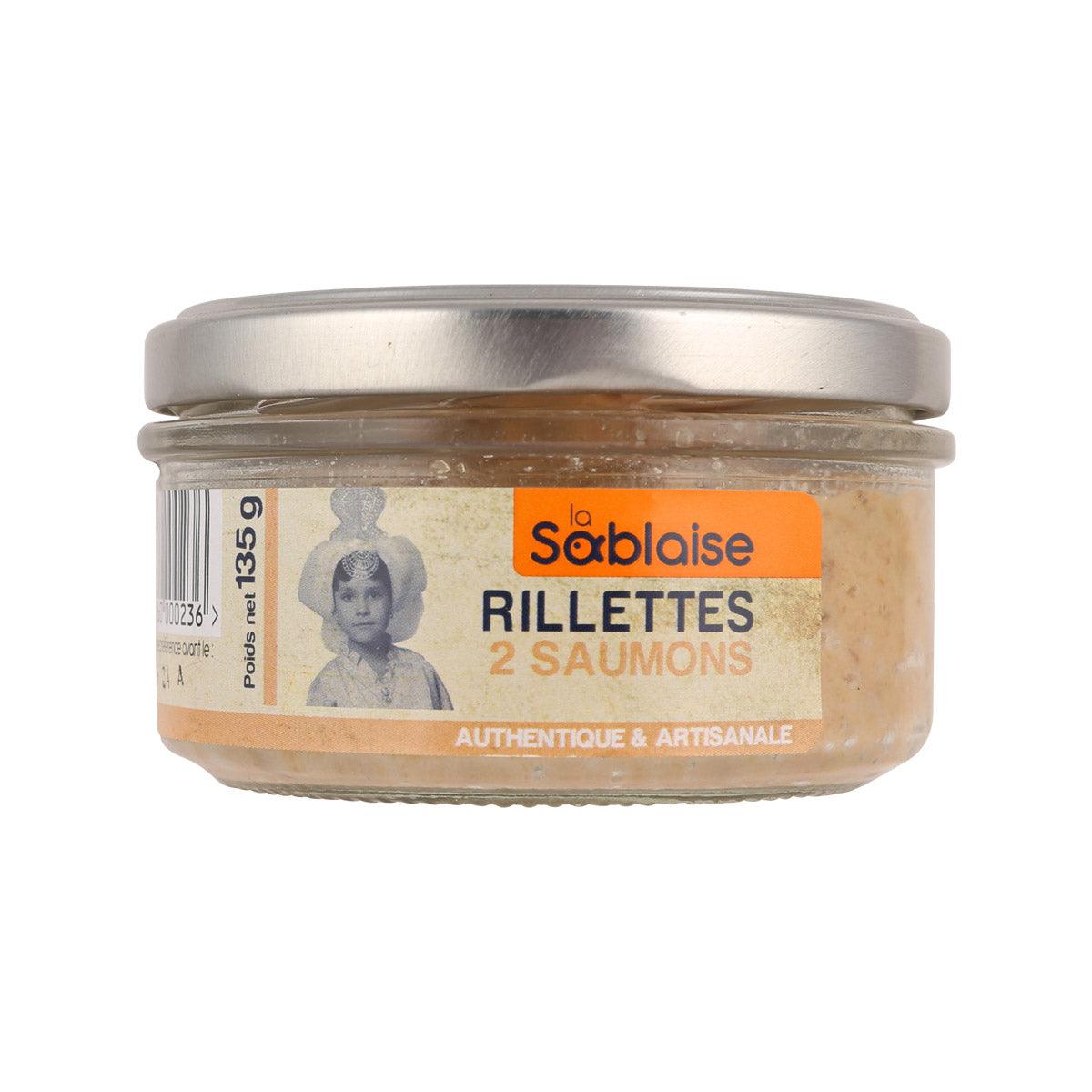 LA SABLAISE salmon rillettes jar with silver lid, 135 g glass container