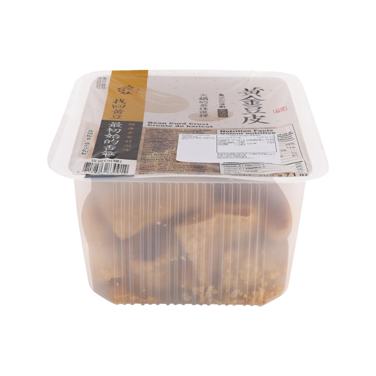Bean curd crust 200g plastic tray with back nutrition label visible