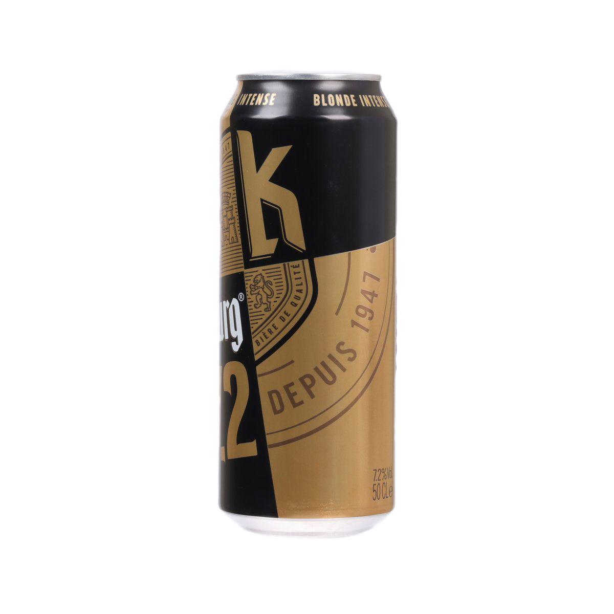 KRONENBOURG 1664 blonde beer can, gold stripe with large 'K' and 'DEPUIS 1947'.
