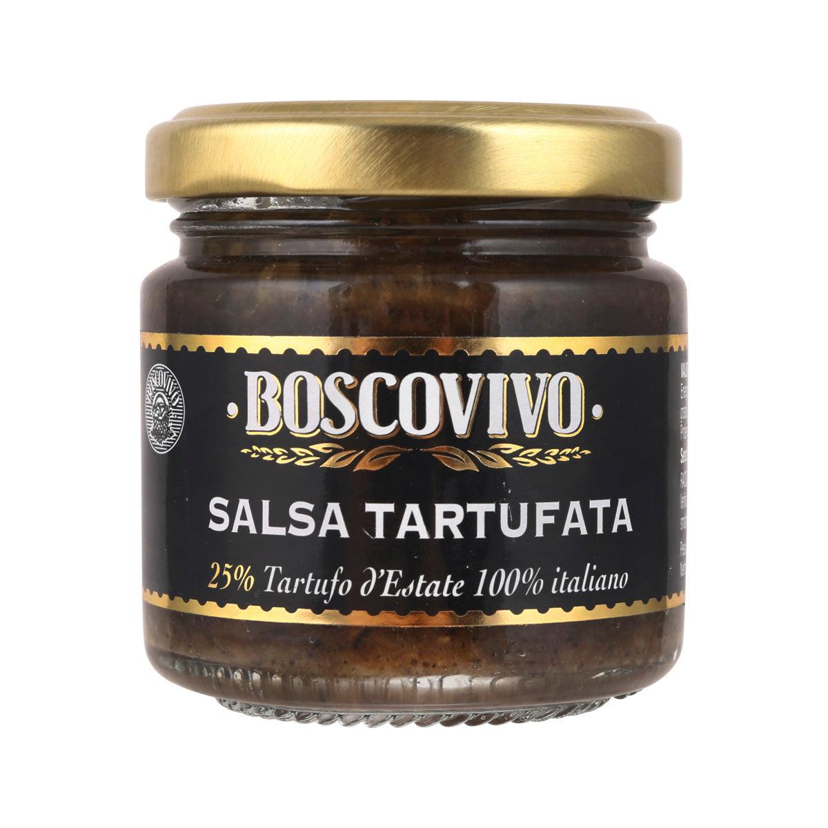 BOSCOVIVO truffle sauce jar with dark brown salsa tartufata, 90g