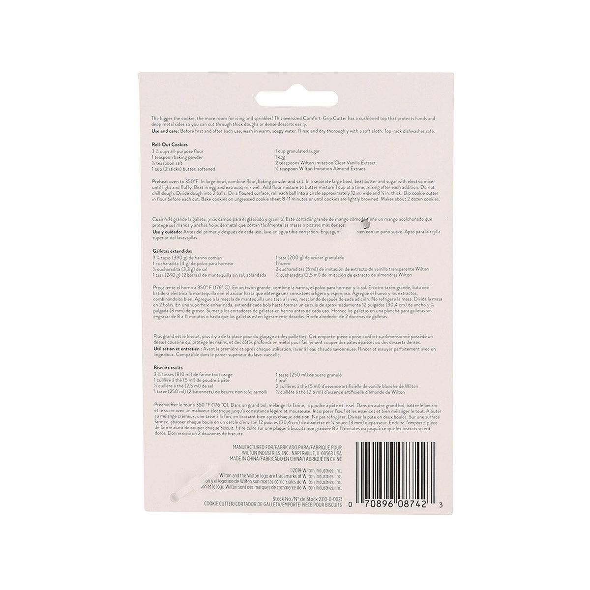WILTON ghost cookie cutter package back with barcode and product details