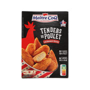 MAITRE COQ chicken tender snack box with breaded chicken pieces on black/red packaging