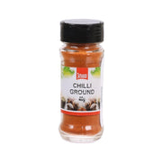 Green Cuisine chili ground spice bottle, 40g, black cap, orange powder label front